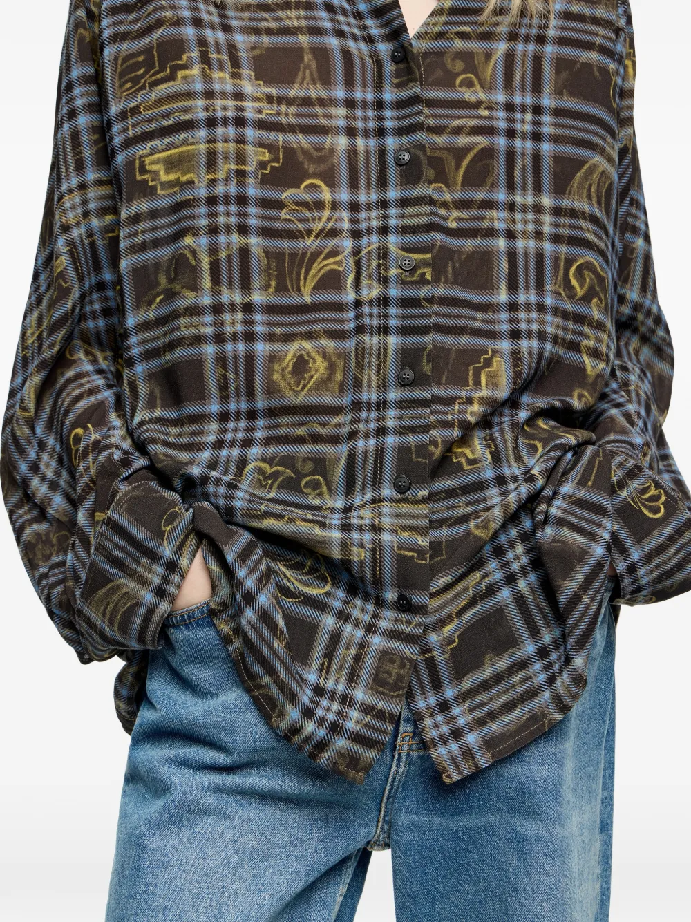 Bimba Y Lola Plaid-print Shirt In Green