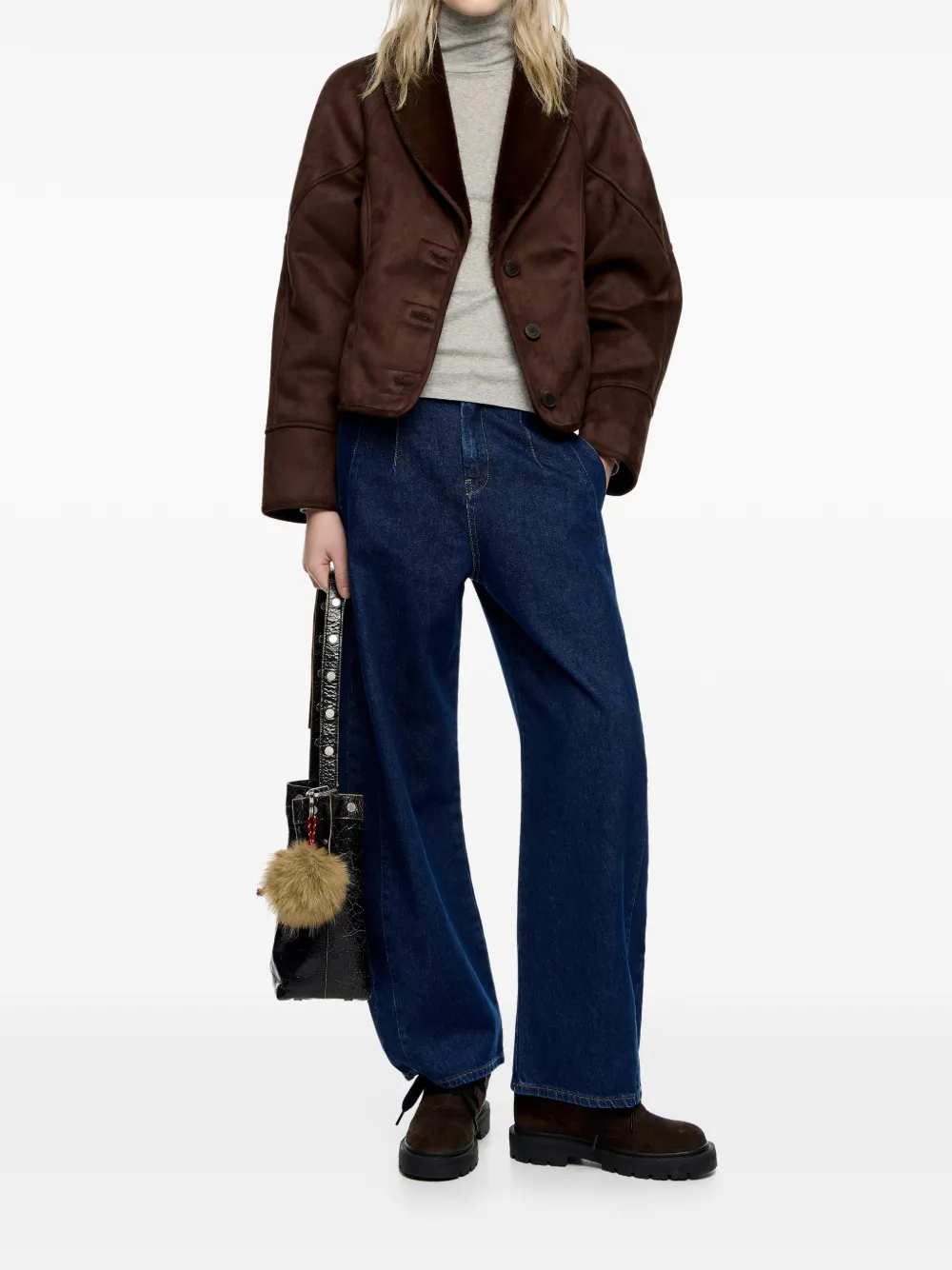 Bimba Y Lola Buttoned Jacket In Burgundy