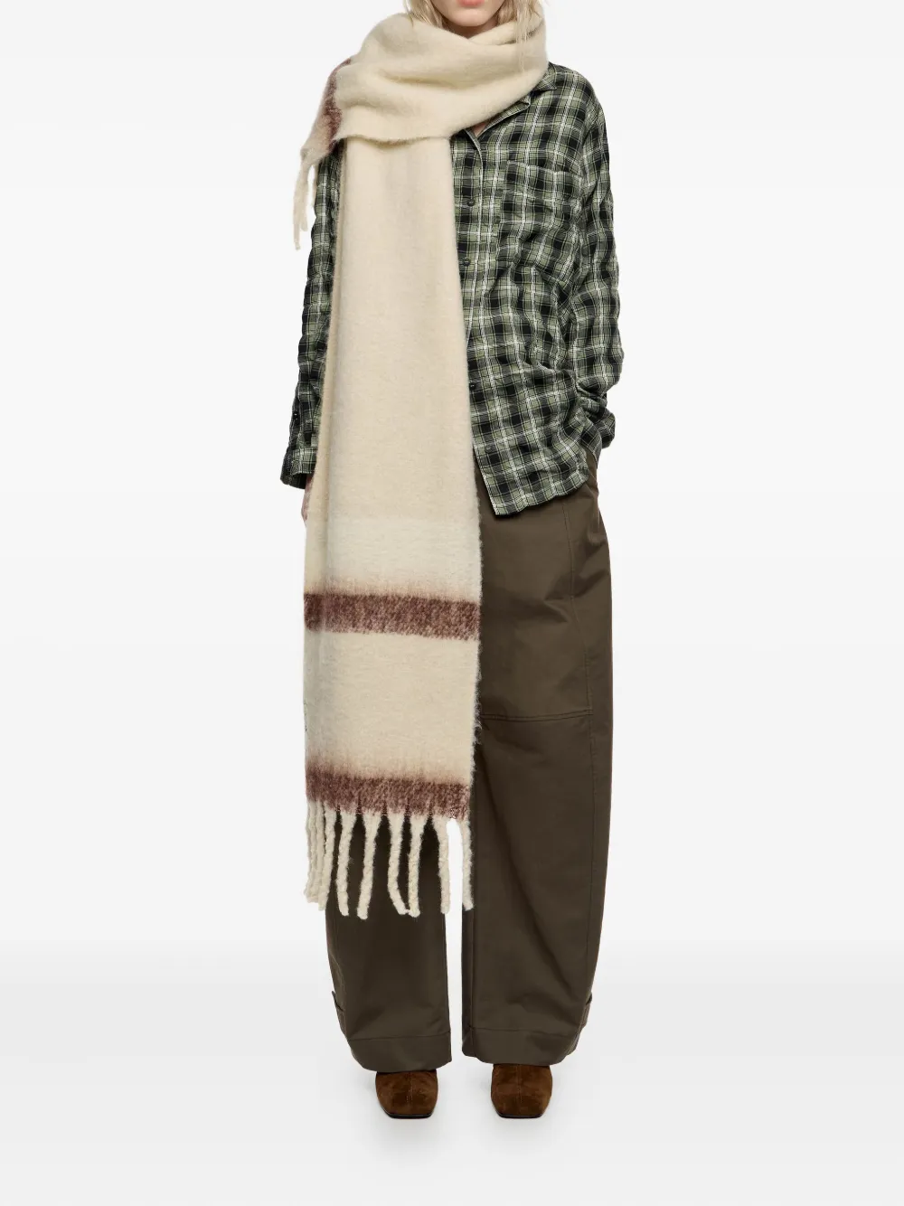 Bimba y Lola Gestreepte sjaal - Beige