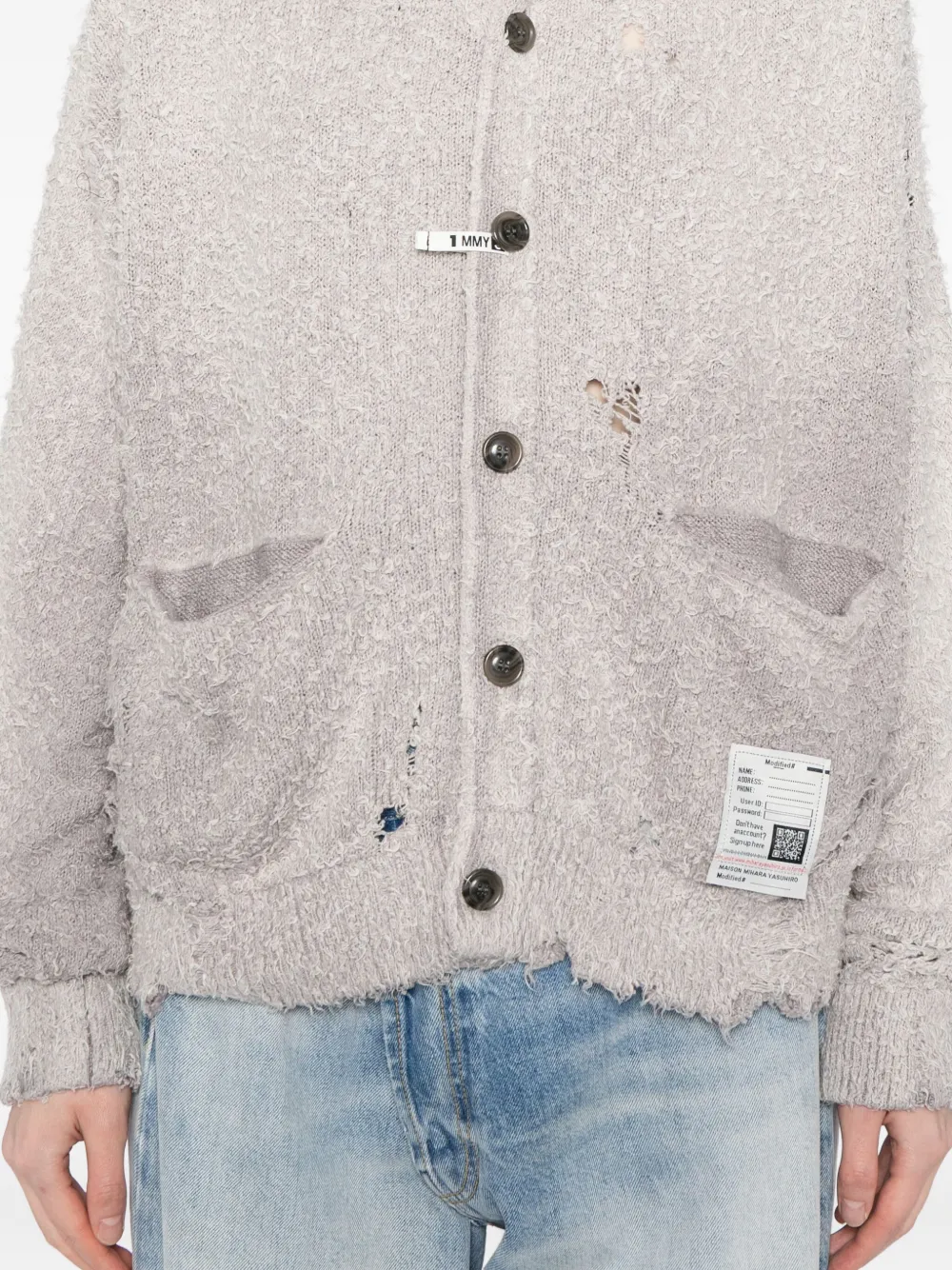 Miharayasuhiro Distressed Cardigan In Gray