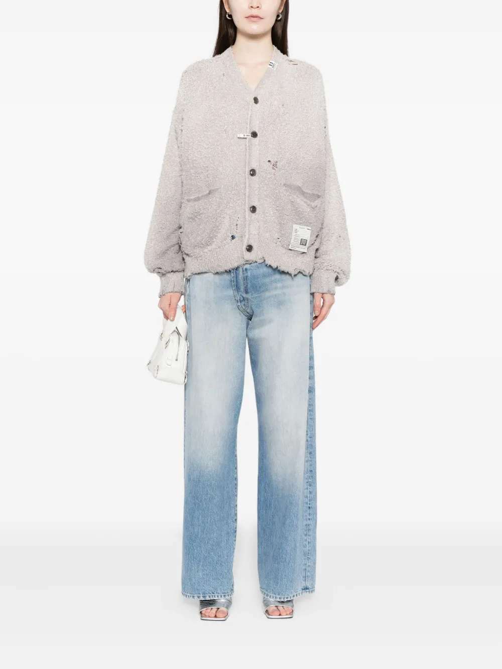 Miharayasuhiro Distressed Cardigan In Gray