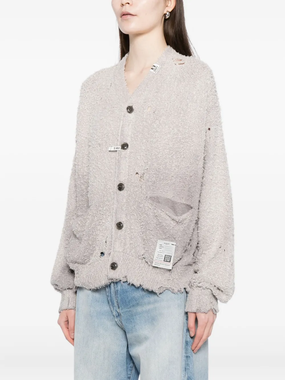 Miharayasuhiro Distressed Cardigan In Gray