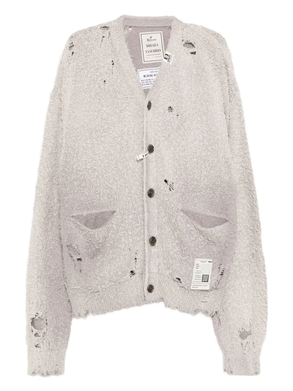 Maison MIHARA YASUHIRO ダメージ カーディガン - グレー