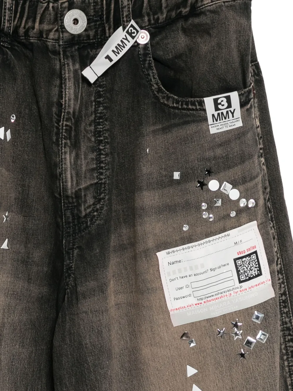 Maison MIHARA YASUHIRO Jeans verfraaid met stras Zwart