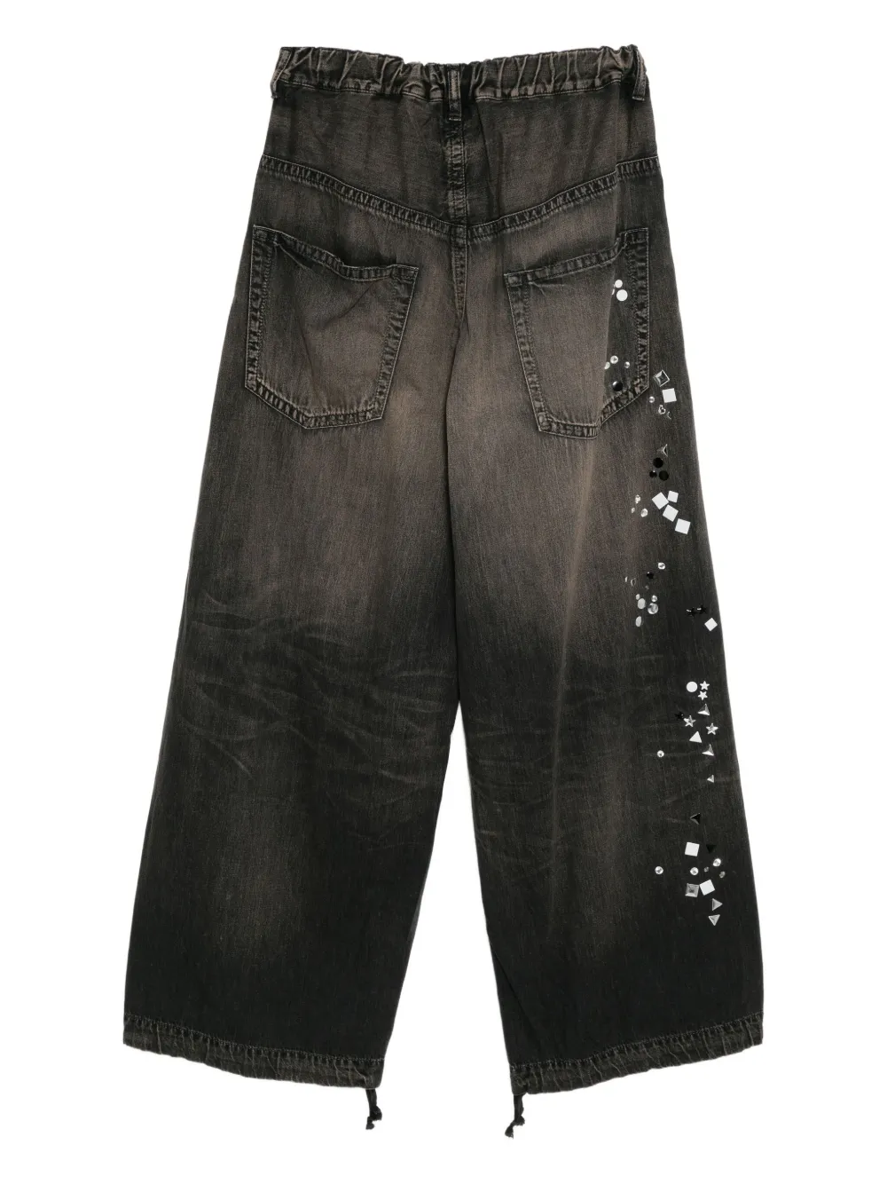 Maison MIHARA YASUHIRO rhinestone-embellished wide-leg jeans - ブラック