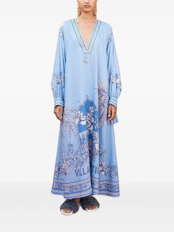Alemais Floral Print V-neck Dress - Blue