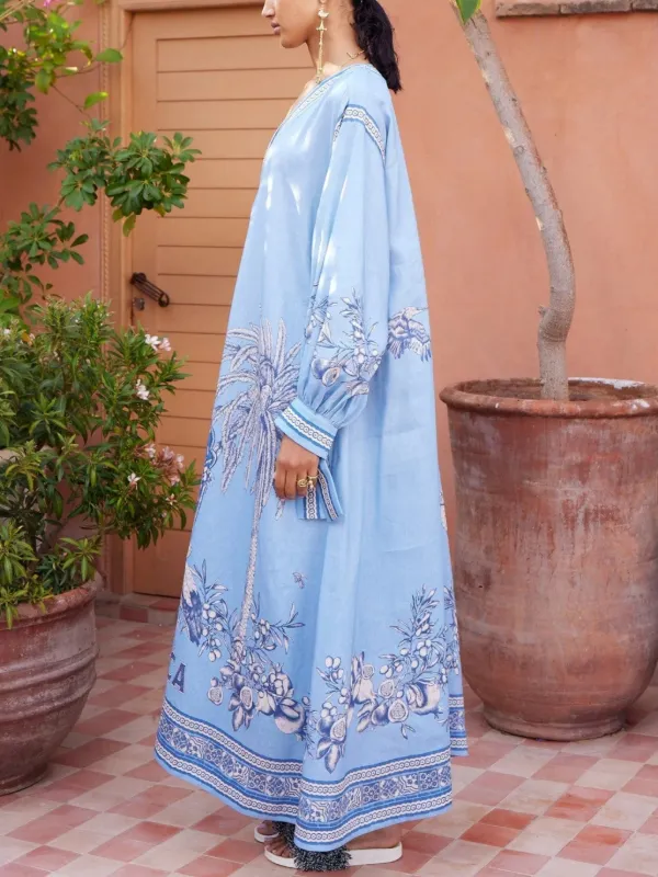 Alemais Floral Print V-neck Dress - Blue