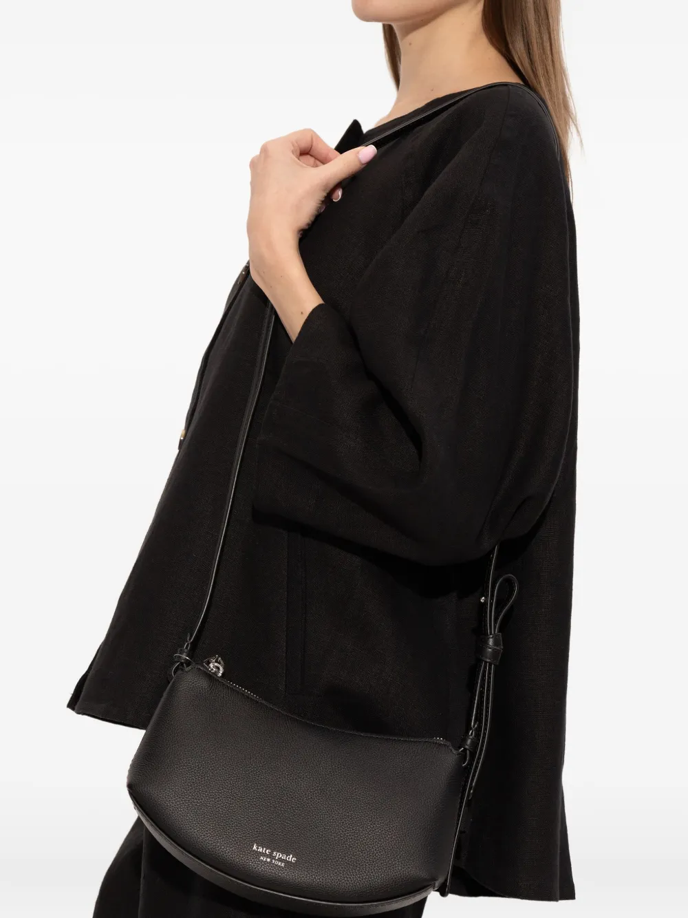 Kate Spade Loop Zip-leather Crossbody Bag In Black