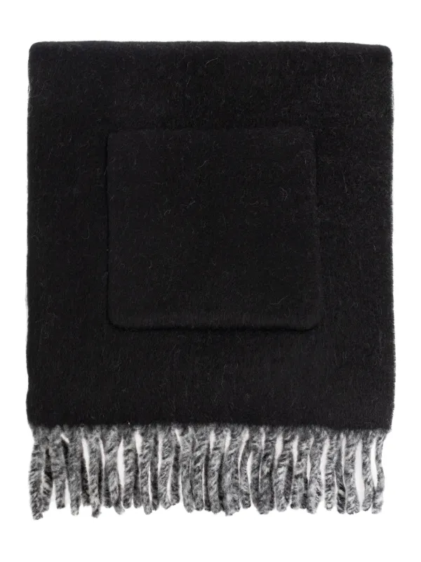 BURBERRY LONDON 羊毛100% 黒 BB4 （2L〜3L相当） Burberry Logo Alpaca Wool Blend Hooded Scarf | Black | FARFETCH CA