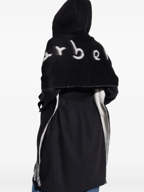 Burberry Logo Alpaca Wool Blend Hooded Scarf | Black | FARFETCH CA