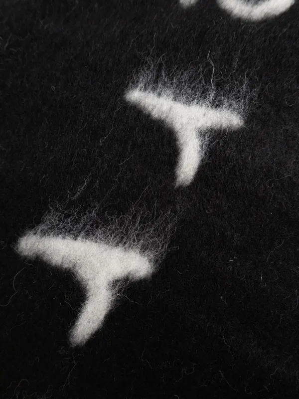 Burberry Logo Alpaca Wool Blend Hooded Scarf | Black | FARFETCH CA