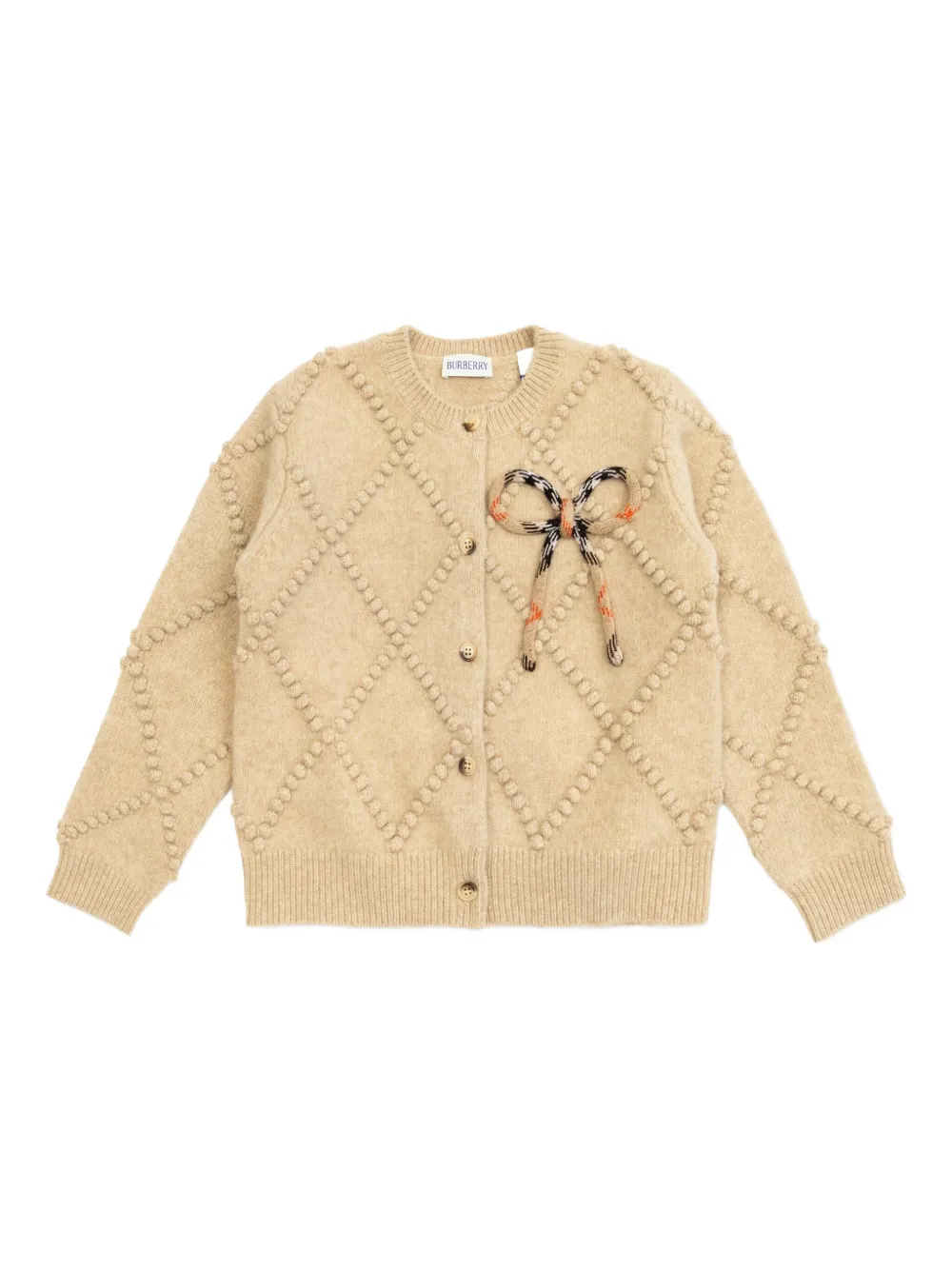 Burberry Kids bobble button-fastening cardigan - Toni neutri