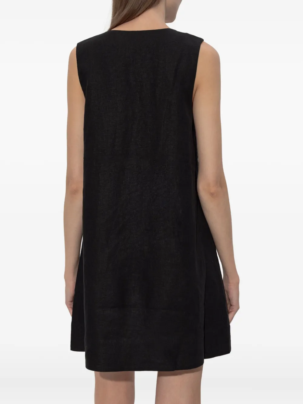 Posse Nancy Button-up Sleeveless Mini Dress In Black