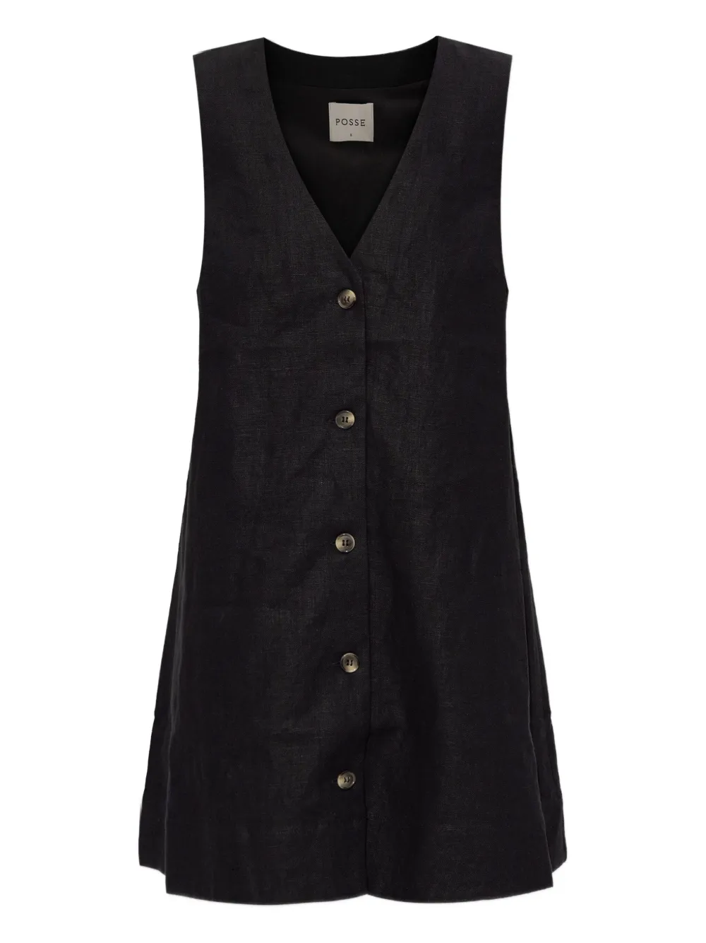 Posse Nancy button-up sleeveless mini dress | Black | Image 1
