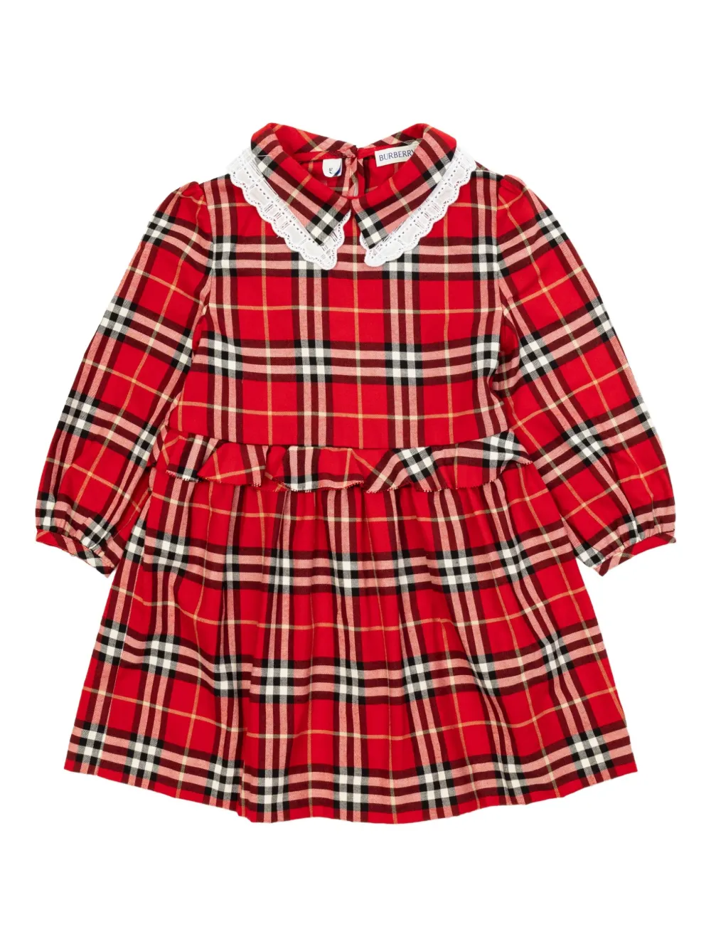 Burberry Kids lace-collar check dress - Red