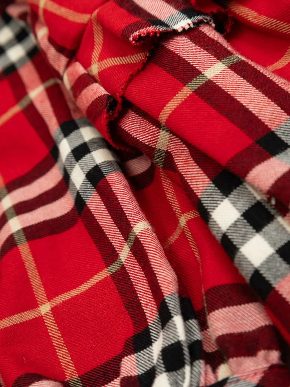 Burberry Kids Geruite jurk met kanten kraag Rood