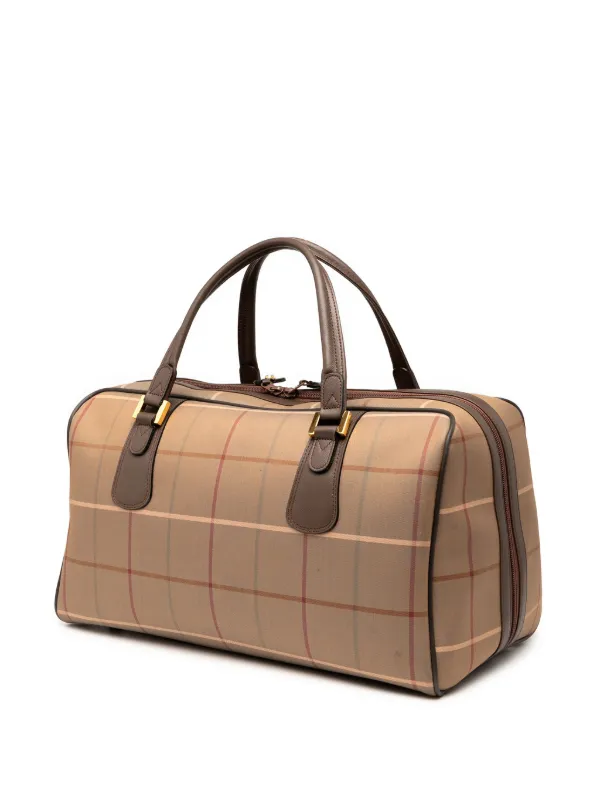 未使用級✨バーバリー ボストンバッグ チェック レザー ブラウン 定価16万 Burberry Pre-Owned 20th Century ヴィンテージチェック キャンバス