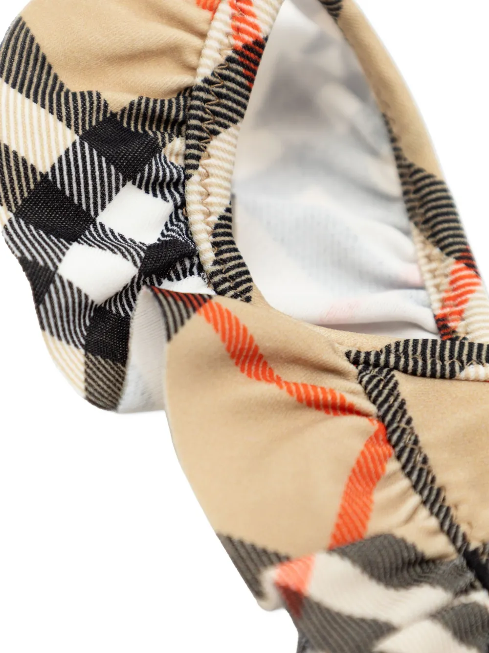 Burberry Kids Geruit badpak met ruches Beige