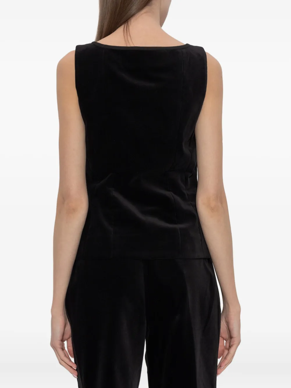 Posse Quincy Bow-detail Cotton Velvet Top In Black