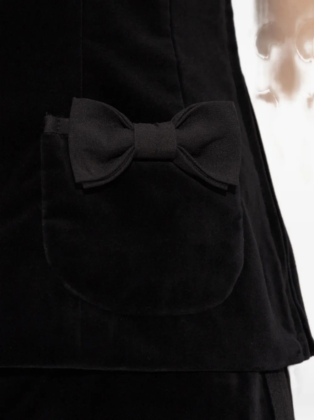 Posse Quincy Bow-detail Cotton Velvet Top In Black