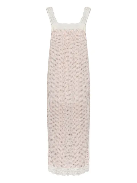 Posse فستان 'مارلو' ميدي منقط بأطراف دانتيل