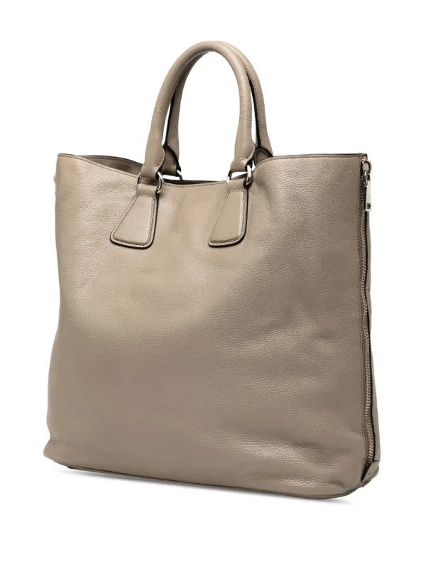 Prada Pre-Owned 2010-2025 Vitello Daino Side Zip Convertible Tote