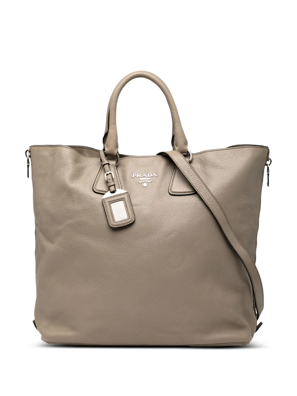 Prada Pre-Owned 2010-2025 ヴィッテロダイノ サイドジップ コンバーチブル トート サッチェルバッグ - ブラウン Prada Pre-Owned 2010-2025 ヴィッテロダイノ サイドジップ コンバーチブル トート サッチェルバッグ - ブラウン