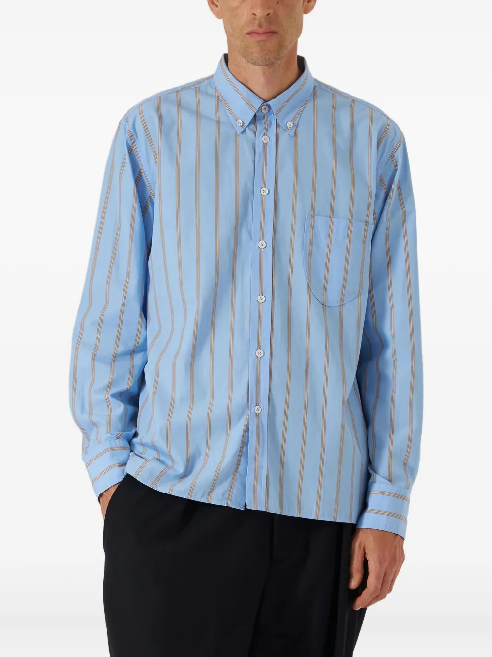 Universal Works striped pocket shirt - Blauw