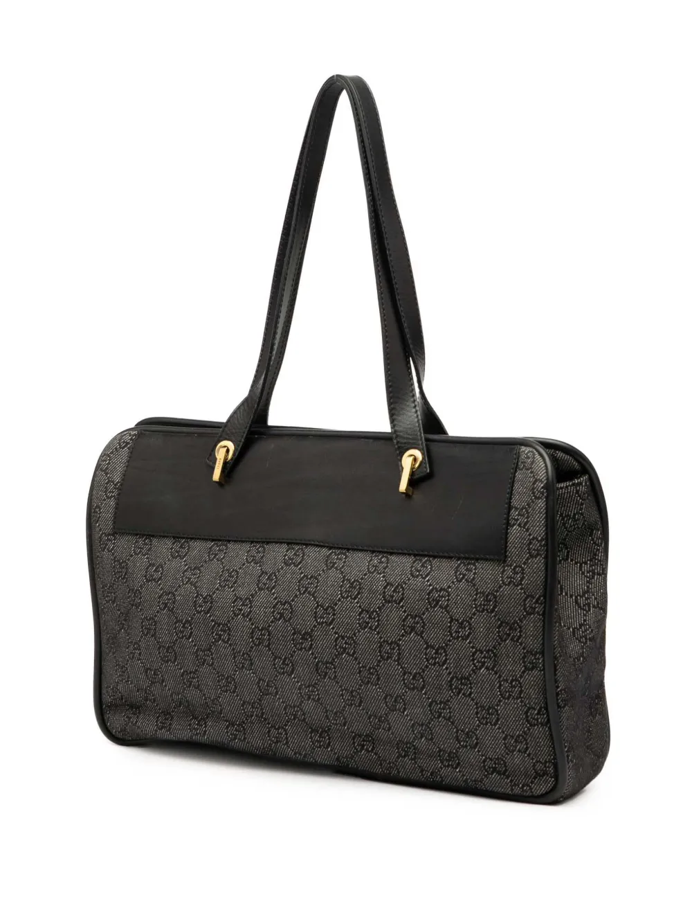 Pre-owned Gucci 2000-2015 Gg Denim Shoulder Bag In Gray