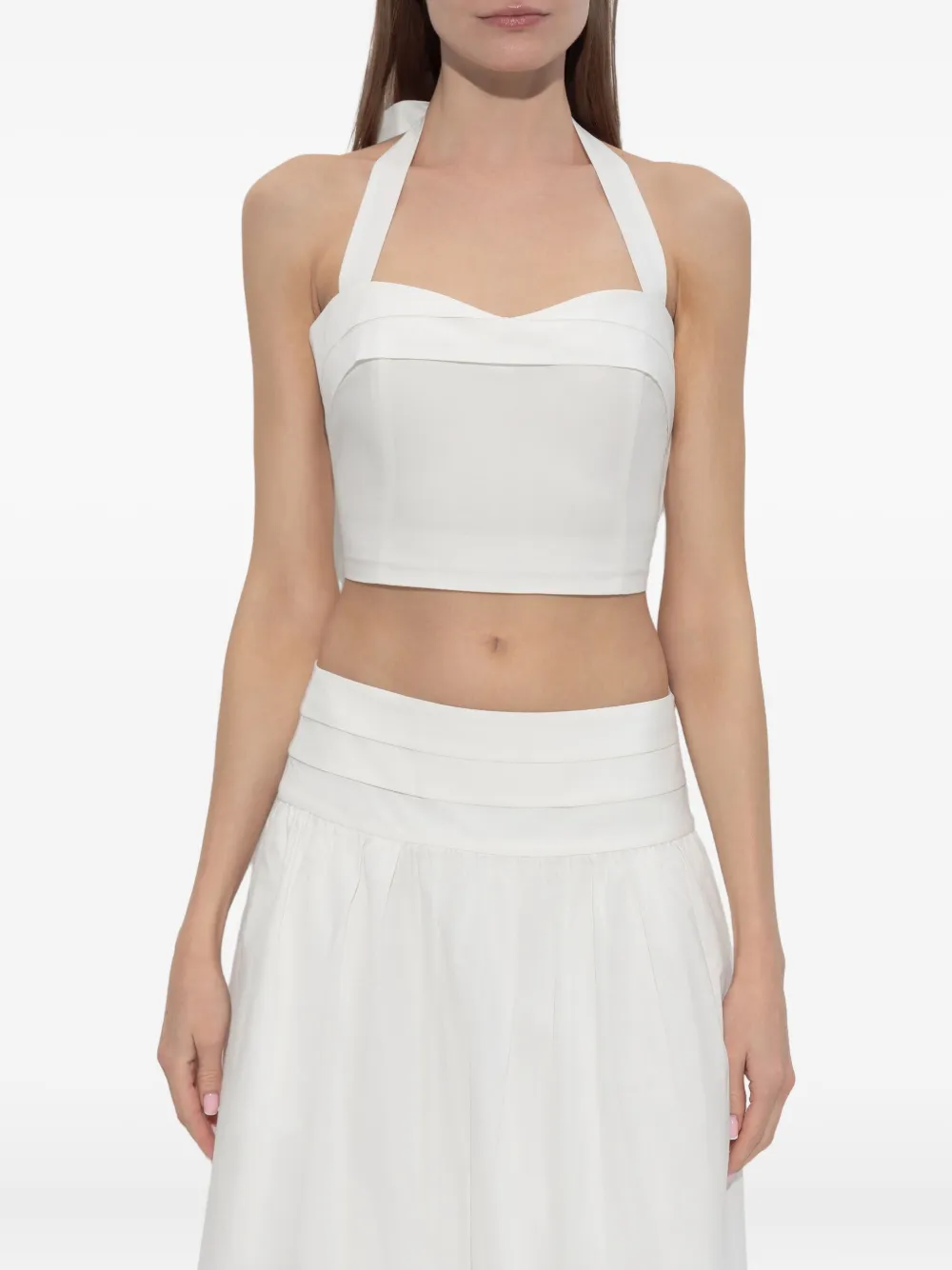 Posse Rue Halterneck Cotton Crop Top In White