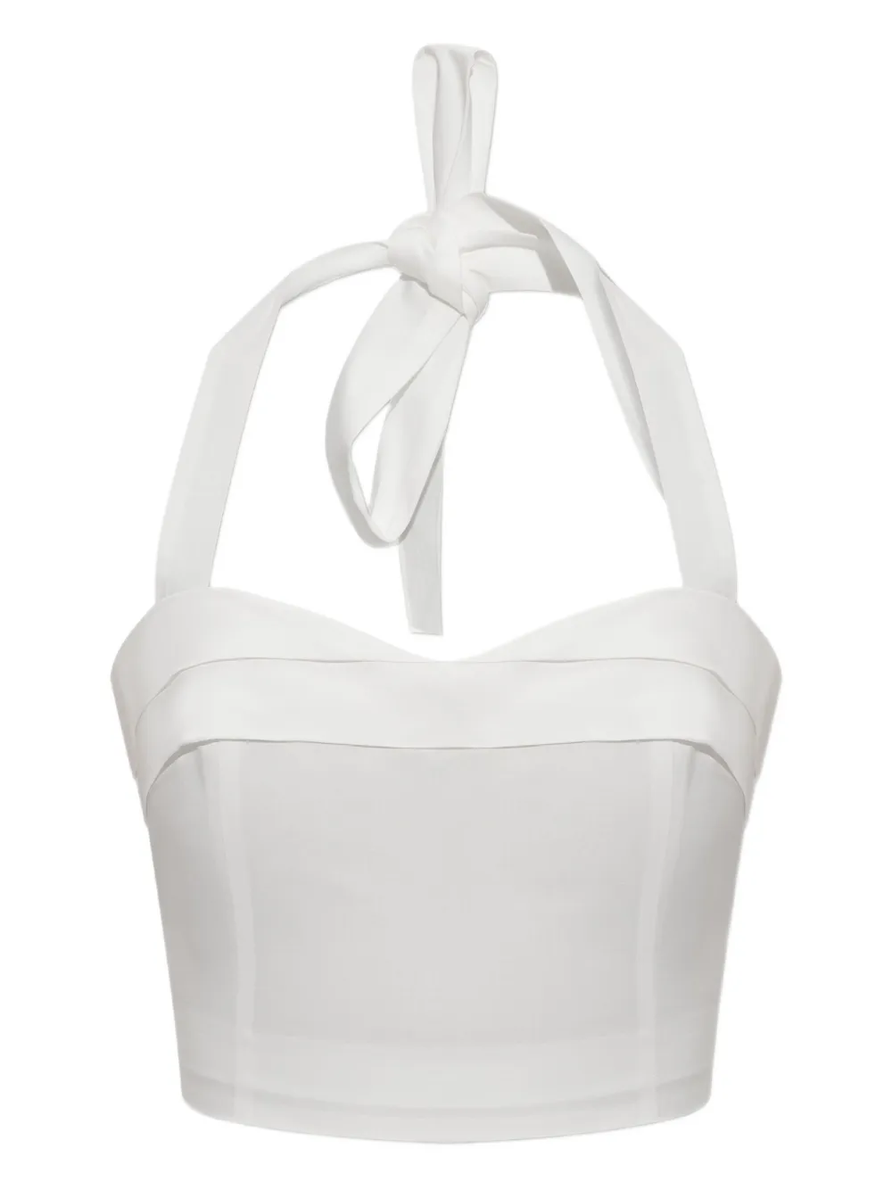 Posse Rue Halterneck Cotton Crop Top In White