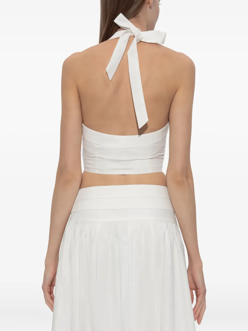 Posse Rue Halterneck Cotton Crop Top In White