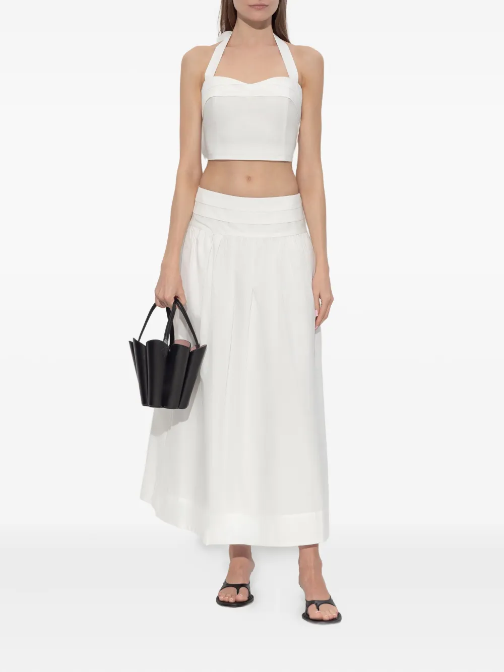 Posse Rue Halterneck Cotton Crop Top In White