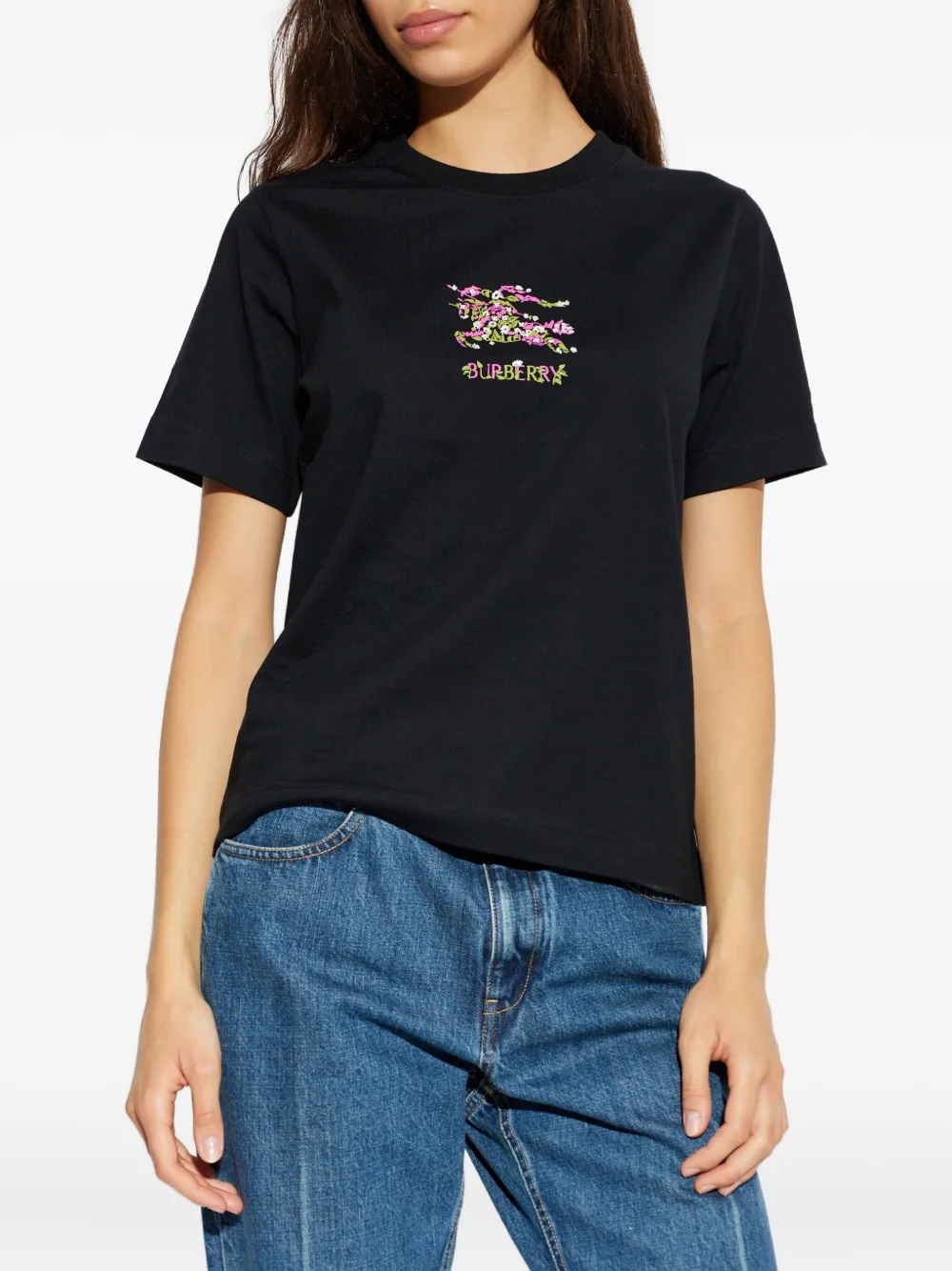 Burberry T-shirt met bloemenprint Zwart