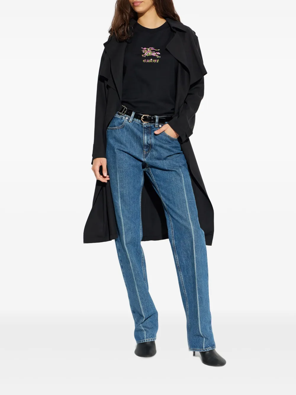 Burberry T-shirt met bloemenprint Zwart