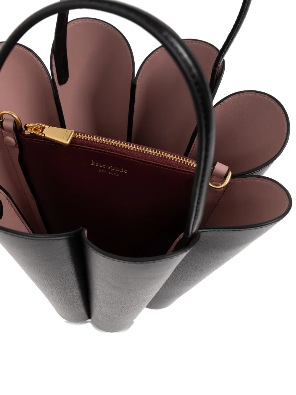 Kate Spade Spade Flower Scalloped Bucket Bag In Black