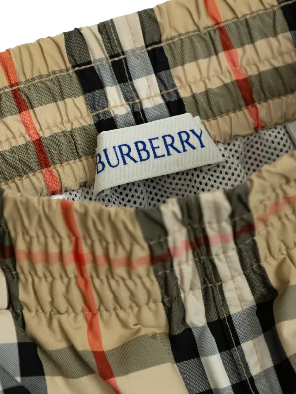 Burberry Kids check-pattern Swim Shorts | Neutrals | FARFETCH