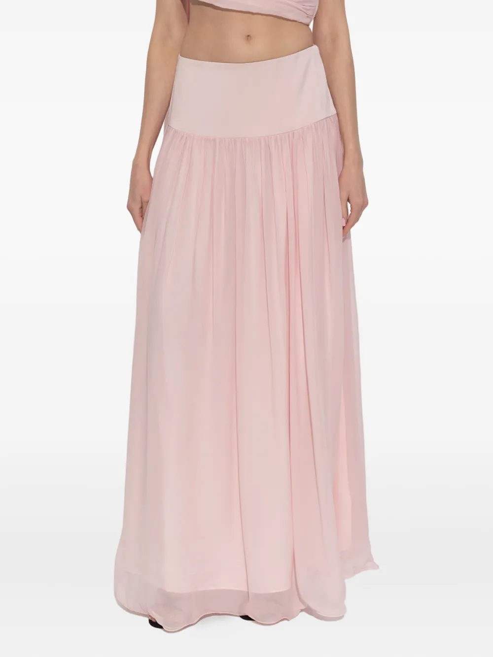 Posse Solene Gathered Maxi Skirt In Pink
