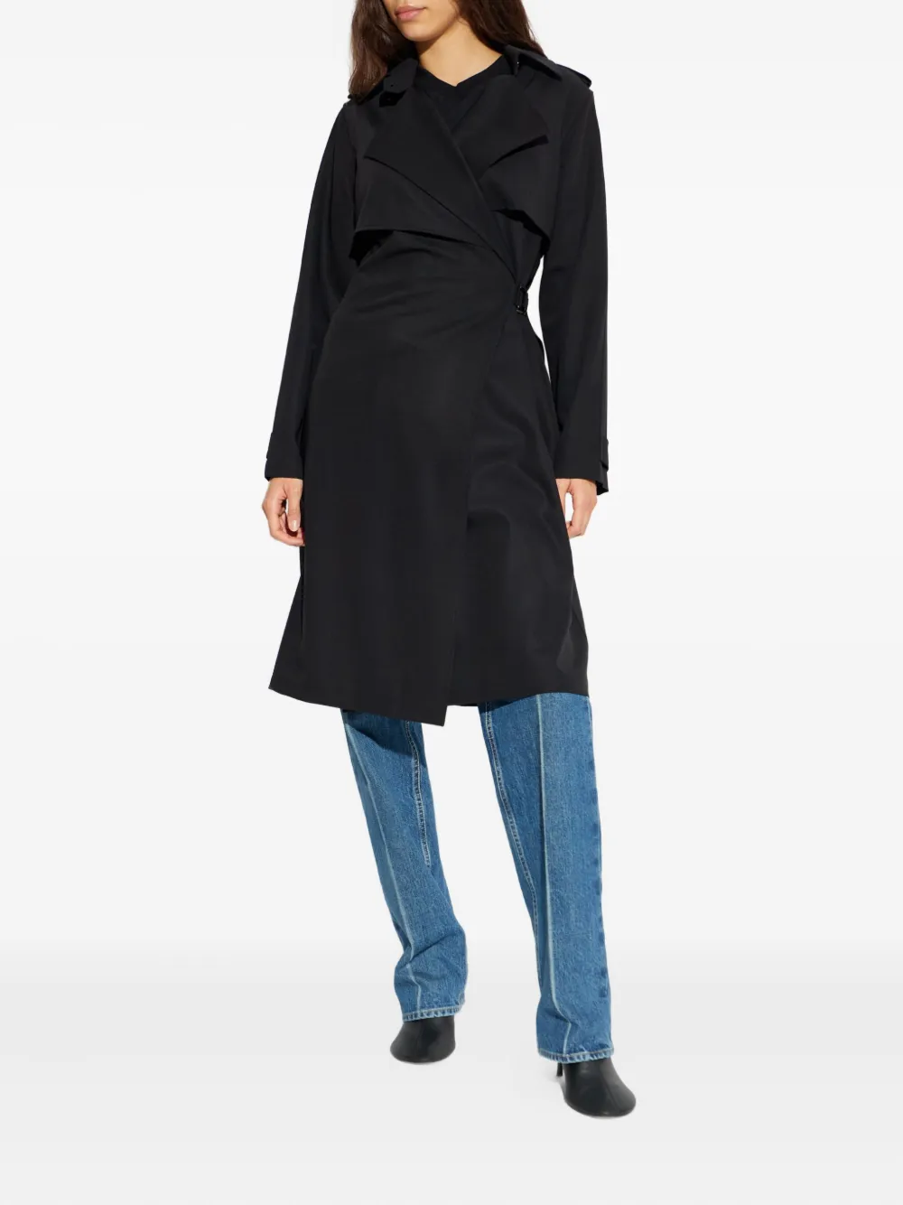 Burberry belted-detail midi dress - Zwart