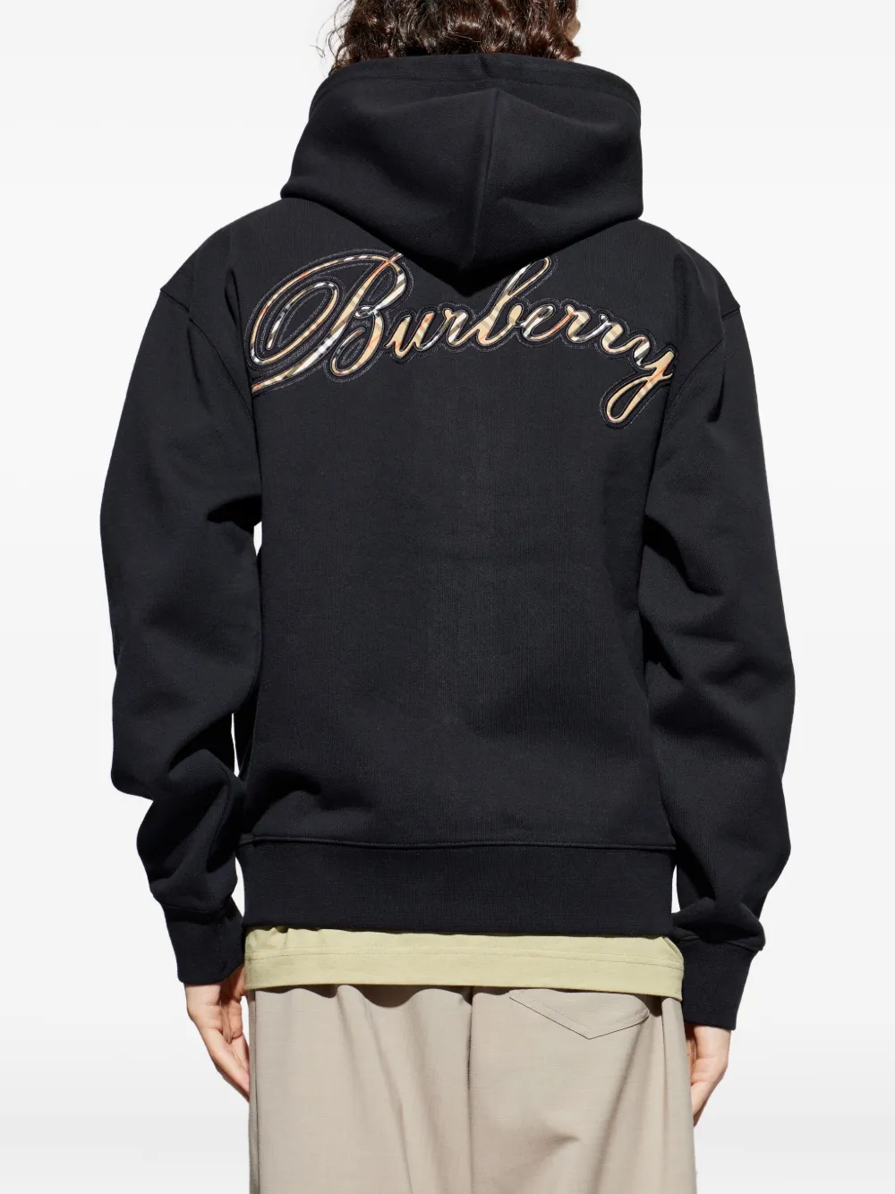 Burberry Hoodie met logo en rits Zwart
