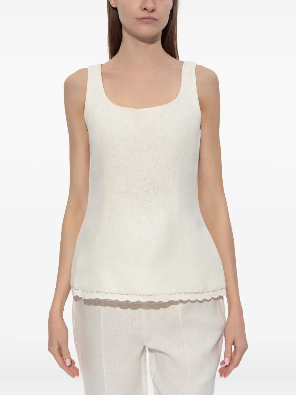 Posse Effi Lace-trim Top In White