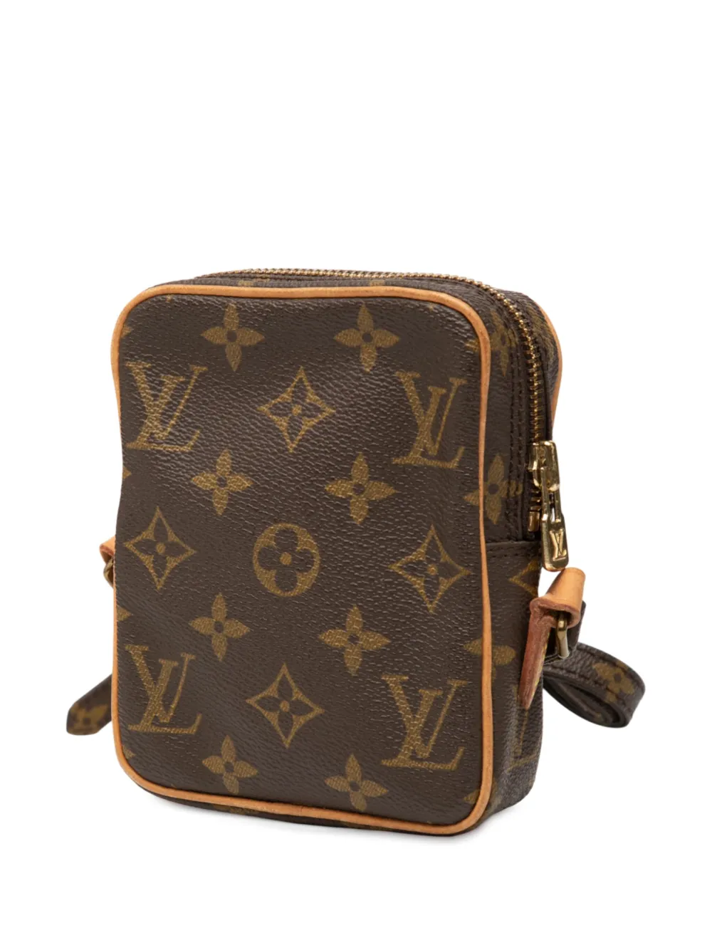 Pre-owned Louis Vuitton 1990 Monogram Mini Danube Crossbody Bag In Brown