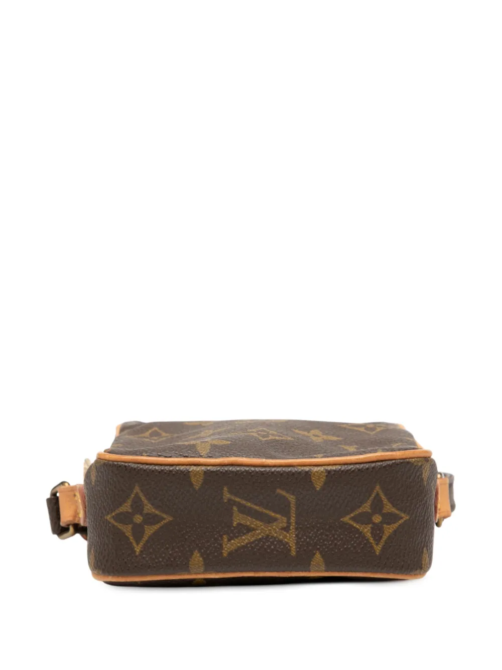 Pre-owned Louis Vuitton 1990 Monogram Mini Danube Crossbody Bag In Brown