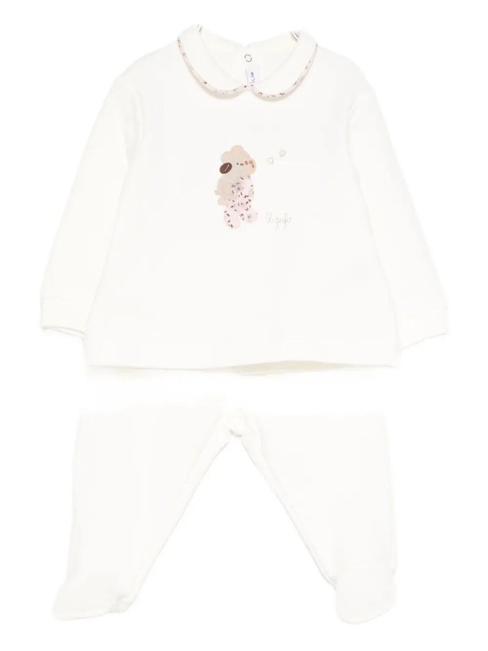 Il Gufo Peter Pan-collar Pajamas Set In White