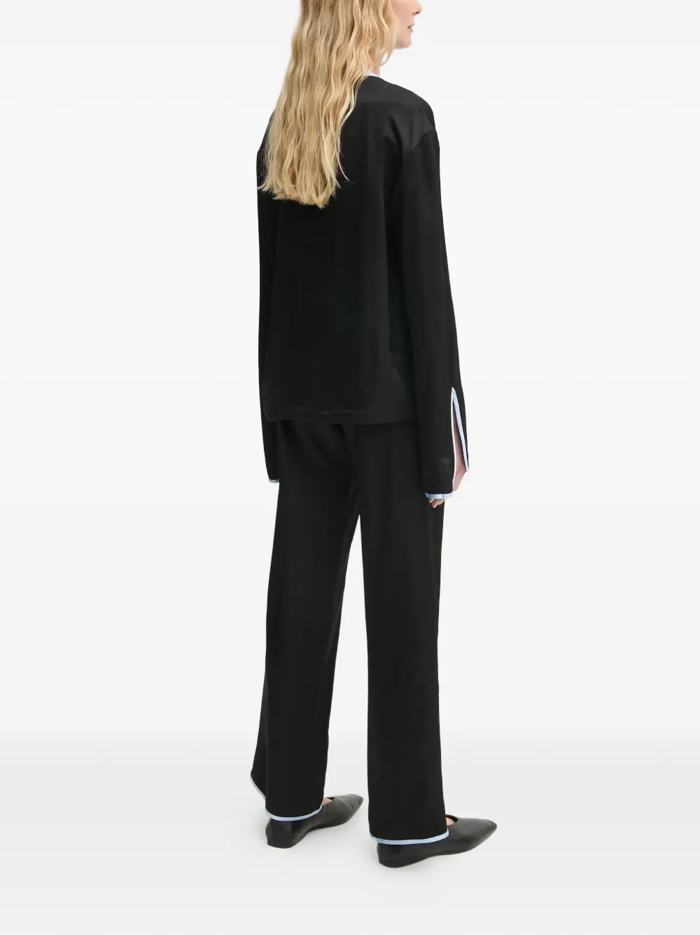  Sleeper Contrast-trim Pajamas - Black 