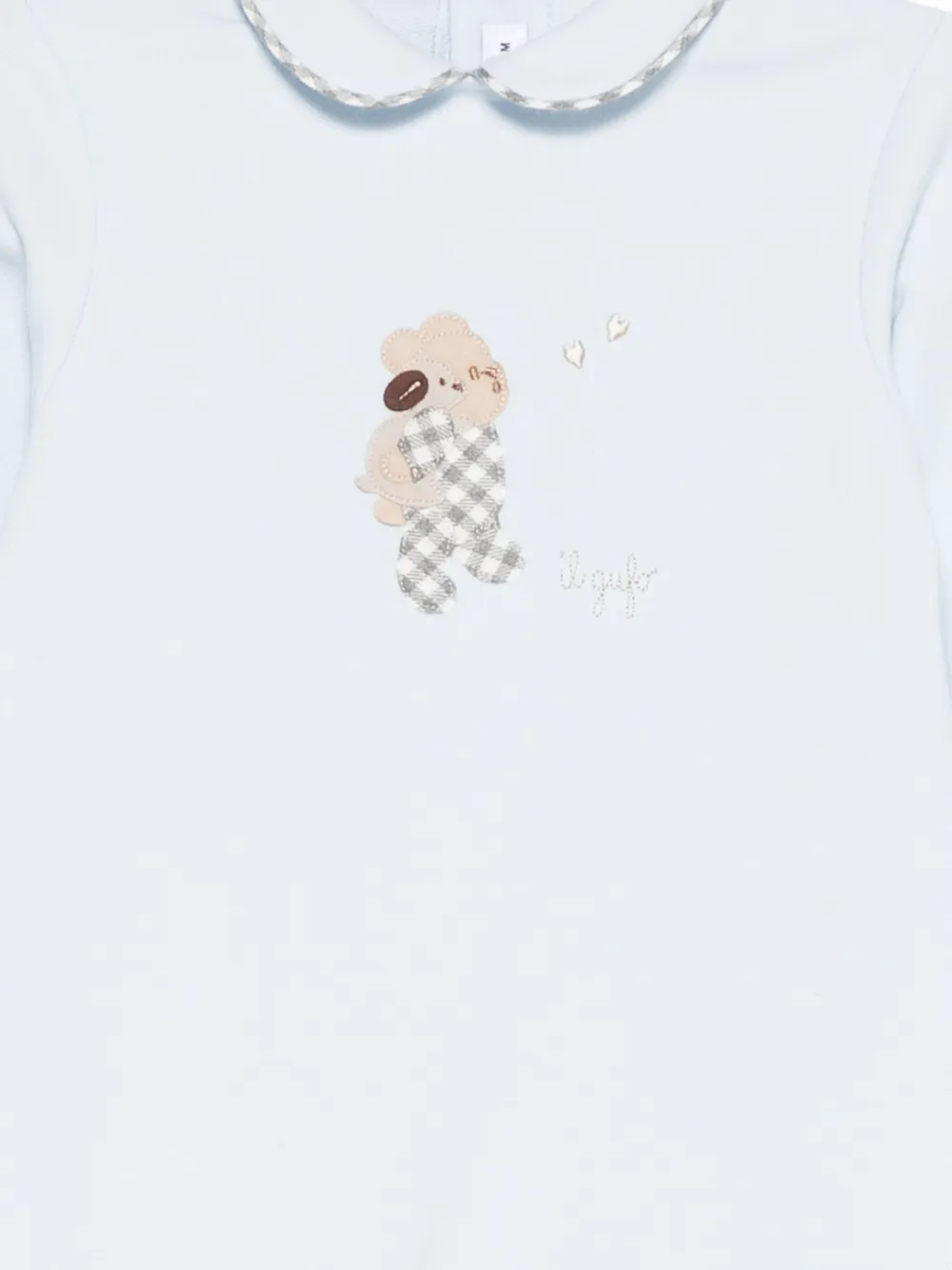 Il Gufo Peter Pan-collar Appliqué Pajamas In Blue