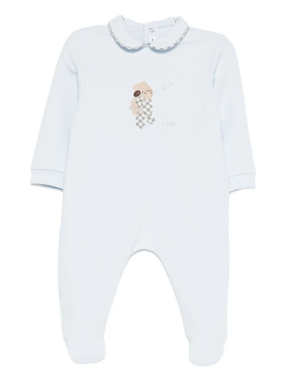 Il Gufo Babies' Peter Pan-collar Appliqué Pajamas In Blue