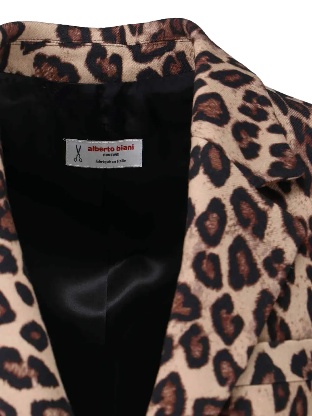 Alberto Biani Blazer met enkele rij knopen en luipaardprint Beige