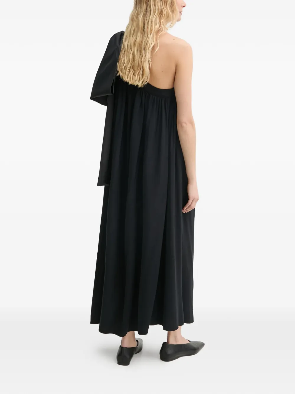  Sleeper Bow One-shoulder Midi Dress - Black 