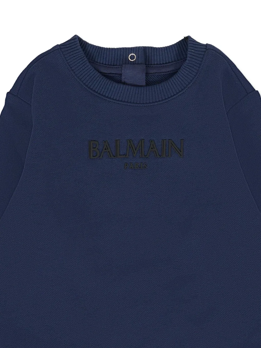 Balmain Buttoned Crewneck Sweatshirt In Blue